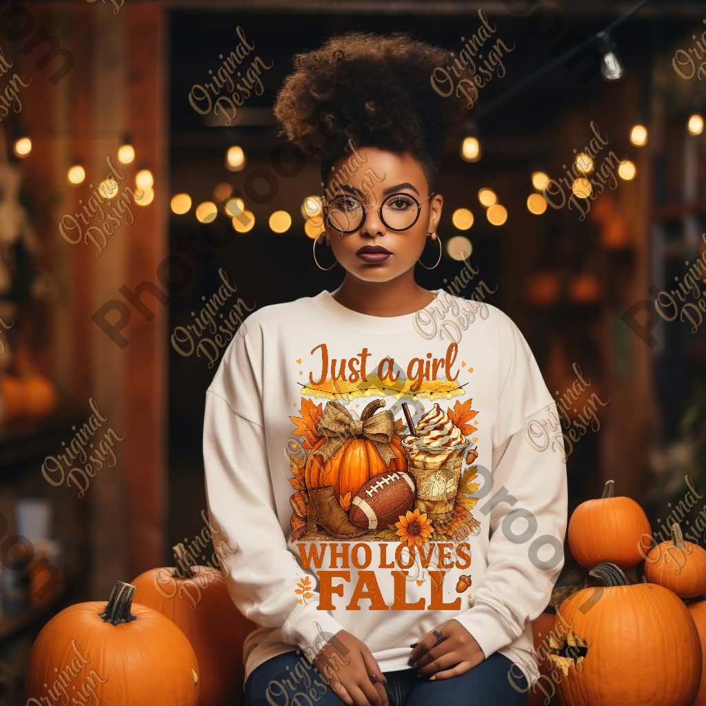 Just a Girl Who Loves Fall – Autumn Pumpkin Spice Football Boots PNG