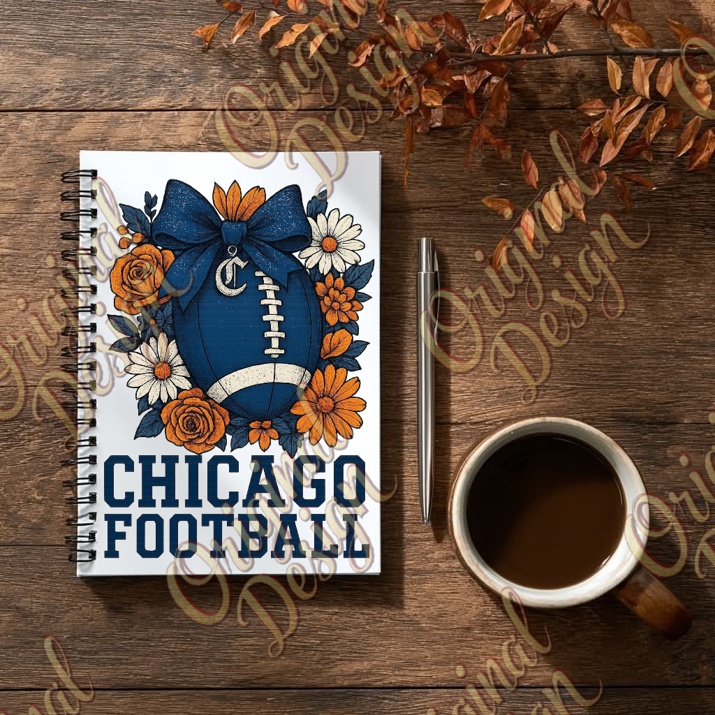 Chicago Football Floral PNG | Blue & Orange Game Day Design